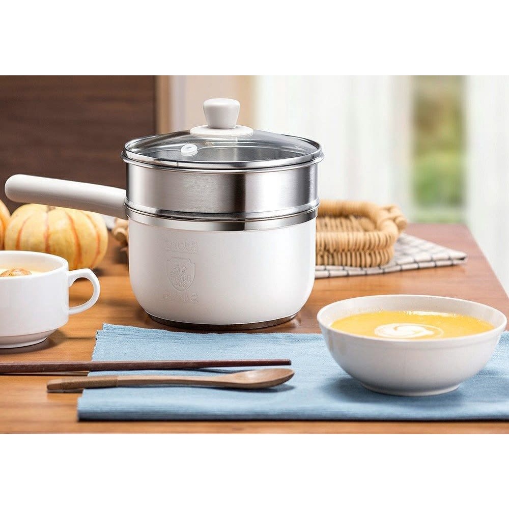 Panci Multifungsi Portable Aesthetic Korea Putih Polos / Panci Listrik Elektrik Serbaguna / Pans Panci Listrik Pot Electric Multi Cooker