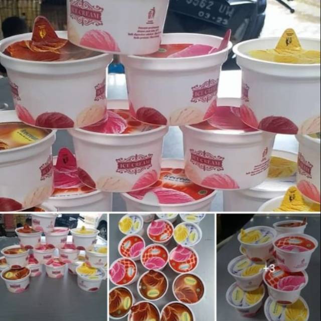 Cup es krim 90 ml lengkap tutup sendok