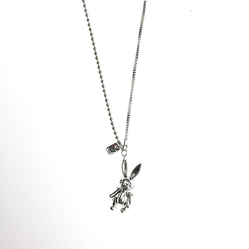 19042Harajuku Hip Hop Rabbit Smiley Pendant Multilayer Necklace