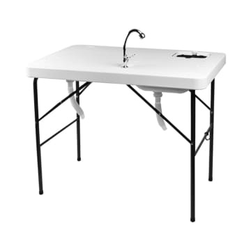 Meja Taman Lipat Wastafel - Putih