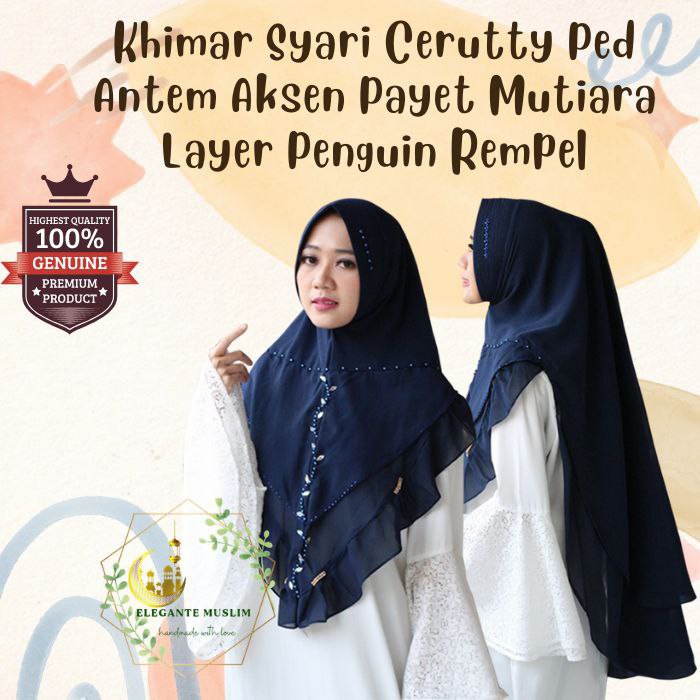 KHIMAR SYARI JUMBO CERUTY JILBAB INSTAN HIJAB PANJANG KERUDUNG PAYET 1 - Biru Muda