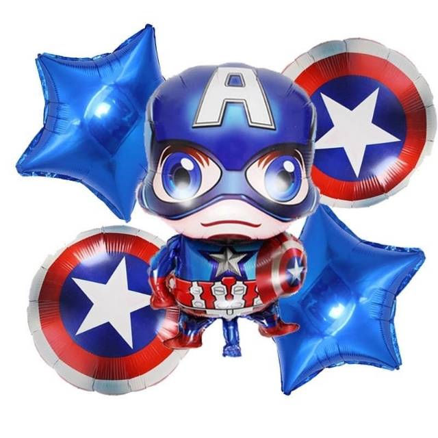 BALON FOIL SET ISI 5 PCS CAPTAIN AMERICA