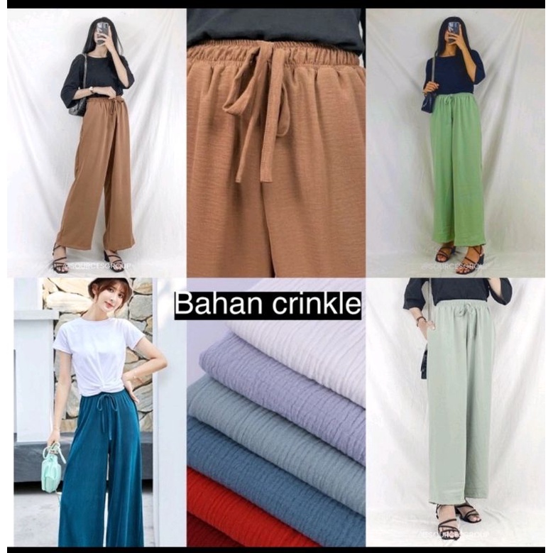 Celana Kulot Crinkle Highwaist Premium Celana Kulot Crinkle Airflow Ruby Premium Kulot Highwaist Wan
