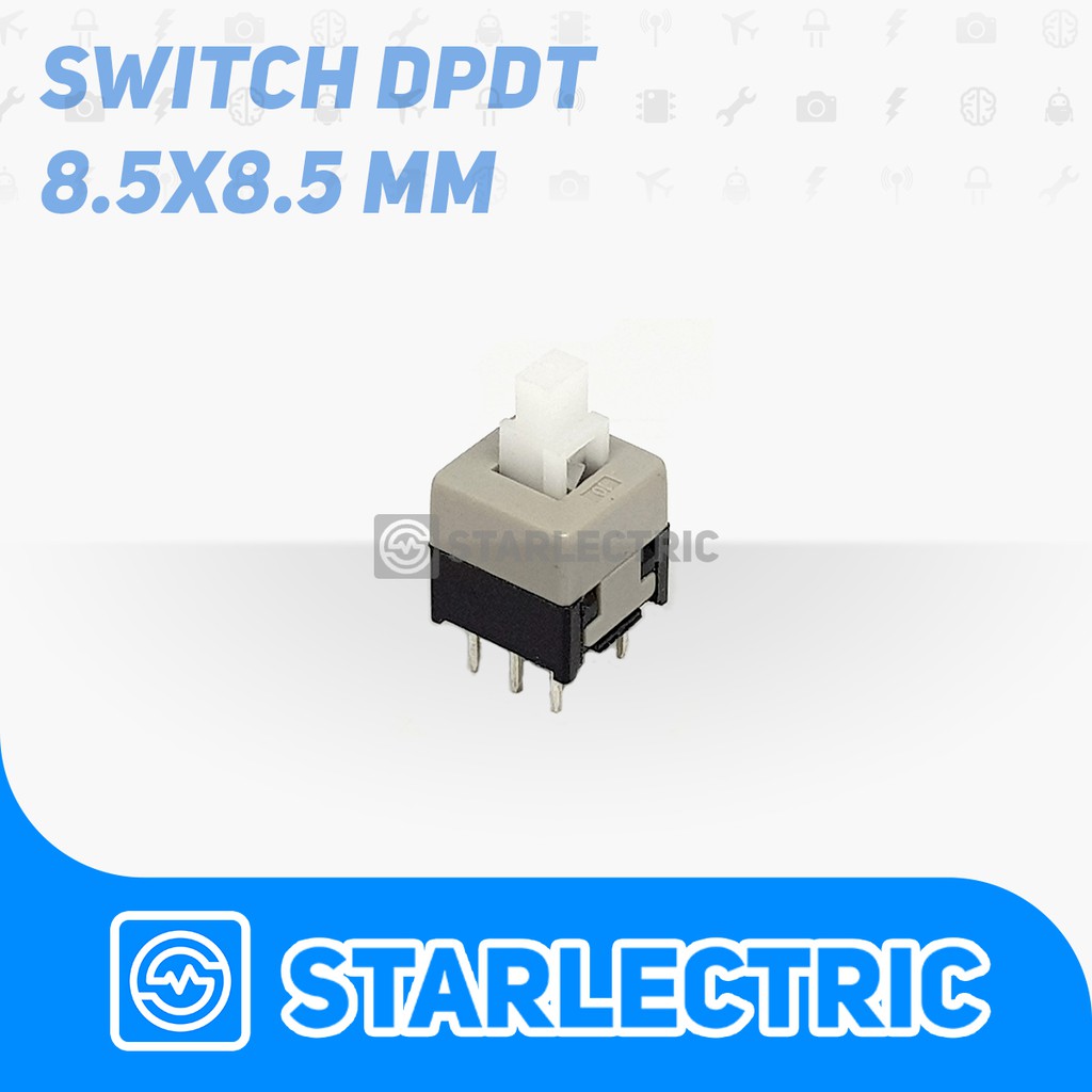 8.5mm self-locking latching Push button switch kotak 6 pin DPDT