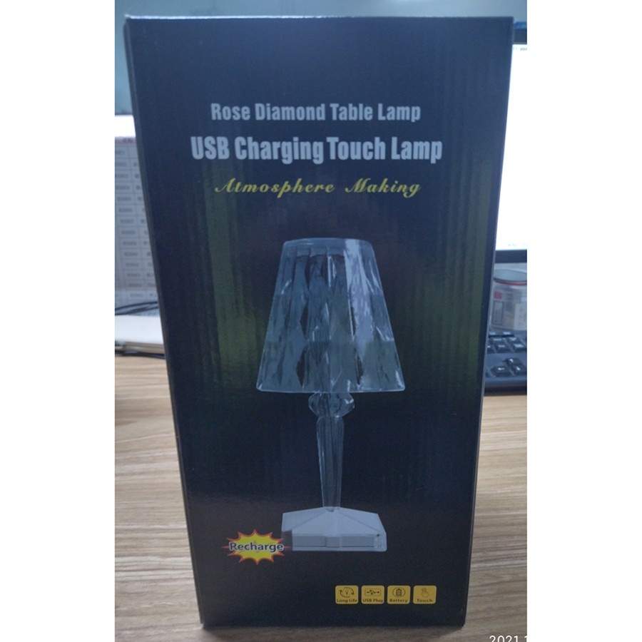 Lampu Tidur LED Touch Sensor Acrylic Crystal Projector - R301 - Transparent