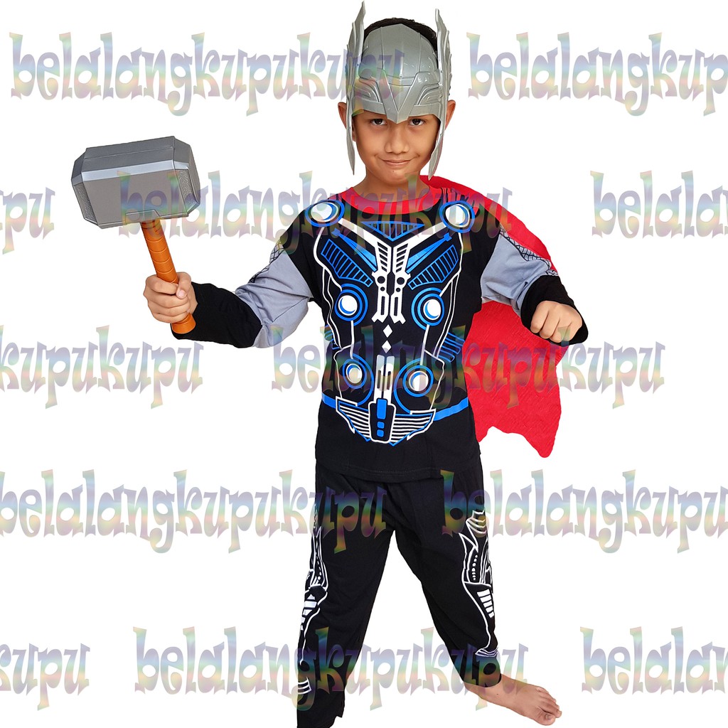 Baju Kostum Topeng Anak Superhero Dengan Palu Hammer