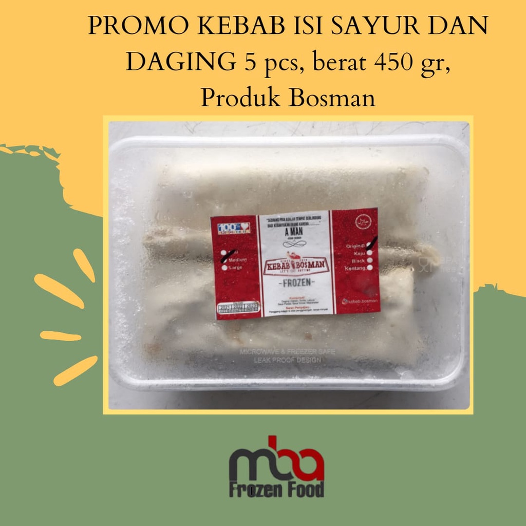 

KEBAB ISI SAYUR DAN DAGING 5 pcs, berat 450 gr, Produk Bosman