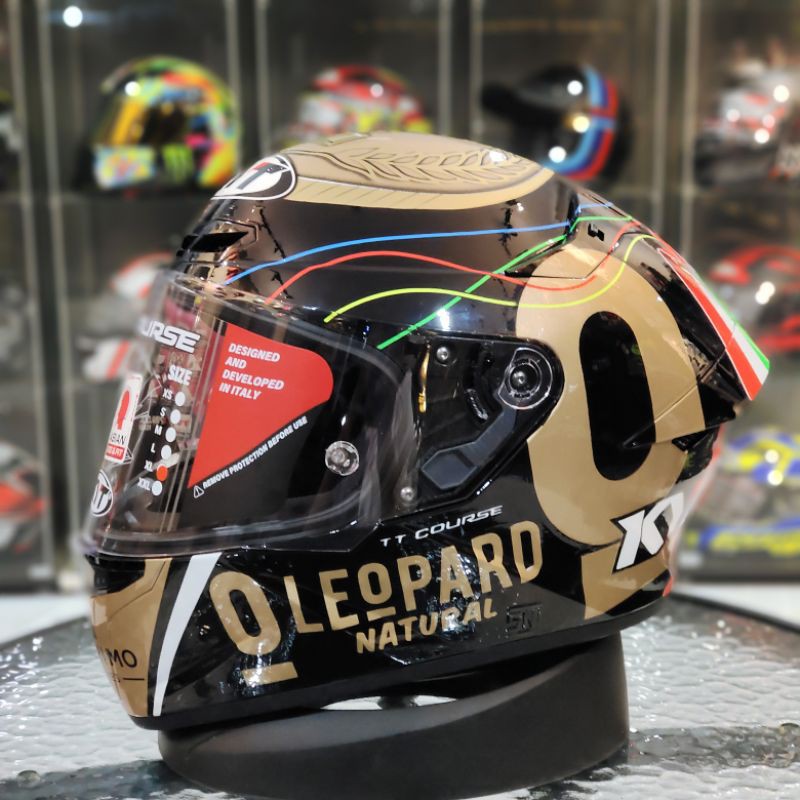 KYT TT Course Repaint Leopard Gold Helm Full Face