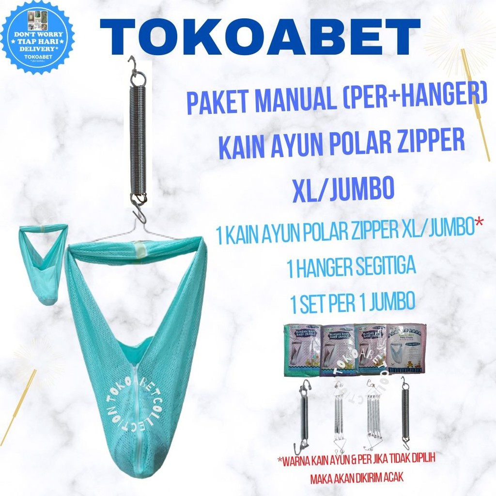 PAKET MANUAL Ayunan Bayi POLAR XL JUMBO Per Pegas VARIASI Hanger perlengkapan tidur bayi TOKOABET
