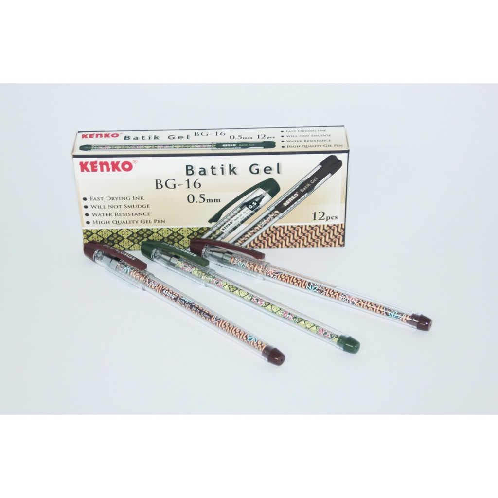 

Ballpoint / pulpen Gel Kenko BG-16 Batik Gel Warna Hitam 0,5mm