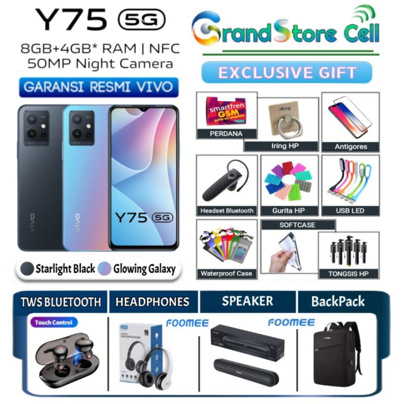 VIVO Y75 5G | Y 75 5G RAM 8/128 GB | VIVO T1 5G | T 1 5G RAM 12/128 GB GARANSI RESMI VIVO INDONESIA