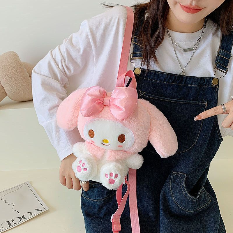 Drozenb Tas Selempang Boneka Bahan Plush Model Korea/Slingbag Boneka Lucu Model Korea/Tas Boneka Plush Korea Motif Kartun