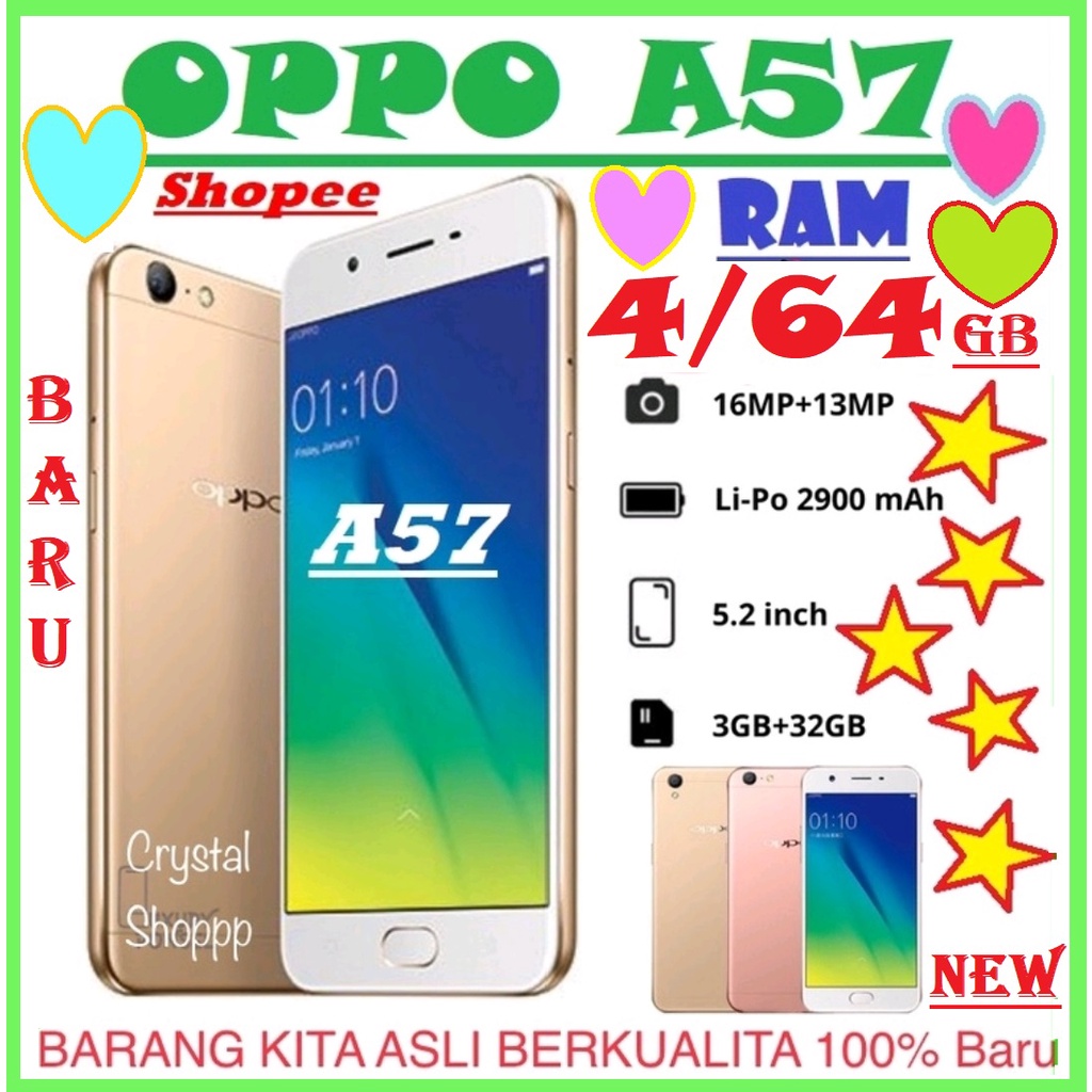 OPPO A57 ORI RAM 4/64 BARU FULSET SEGEL GARANSI 1TAHUN BERKUALITAS 100%