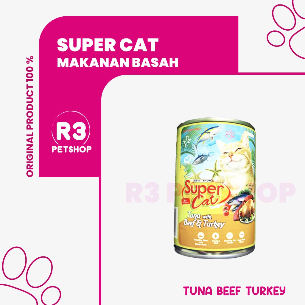 Makanan Kucing Basah Super Cat kaleng 400gr -Wetfood