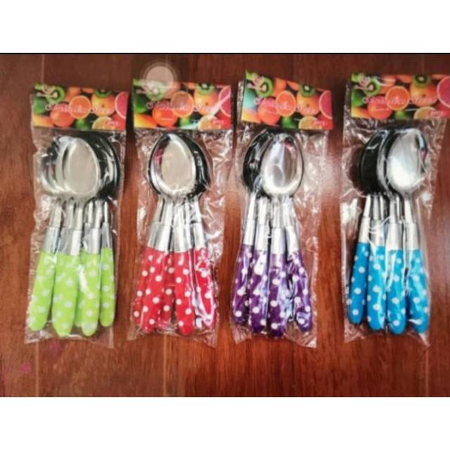 Sendok Dan Garpu Polkadot isi 6 pcs