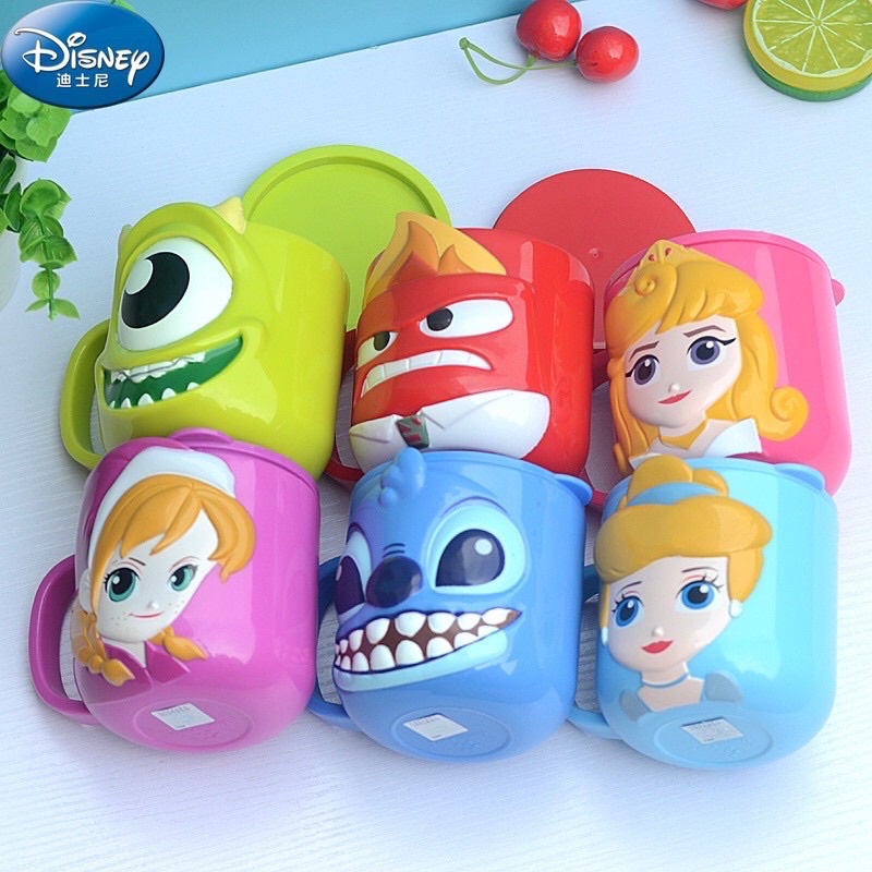 Gelas Mug Anak Disney 3D Princess Ada Tutup Stainless Steel