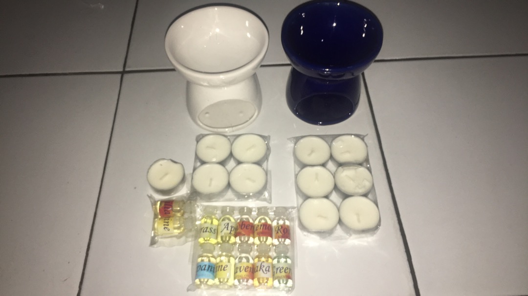 Paket Tungku Aromaterapi Jumbo Bulat Keramik Full Glasir