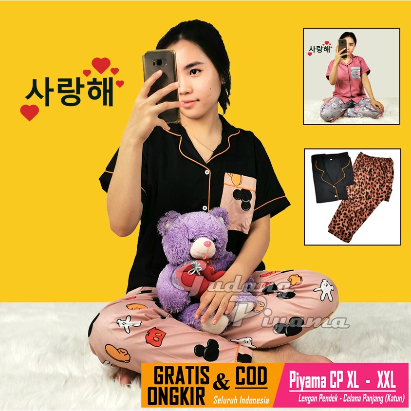 Baju Tidur Piyama Dewasa Setelan Jumbo Size  XXL LD 120