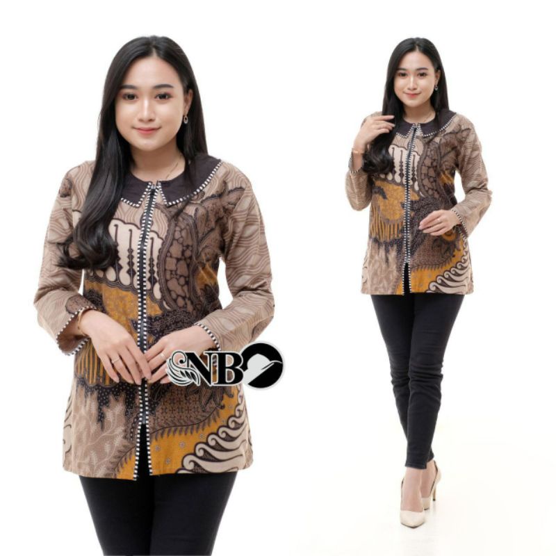 tey-17 Batik wanita ASJ SA HRB026 Kenongo Kemeja Tosca Pendek