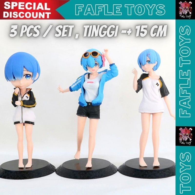 

Re Rem PVC Figur 3Set Koleksi Model Mainan Boneka / Figure Rem Re Zero Re Life In A Different World From Zero Casual set 3 / Figure Re Zero Rem Life in A Defferent world Casual Set 3pcs / Action Figure Mainan Hisan Pajangan Topper Kue Re Rem Zero