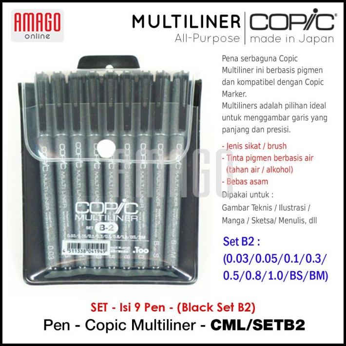 

Copic Multiliner Black Set B2 - 9 Pcs Pen - Cml/Setb2