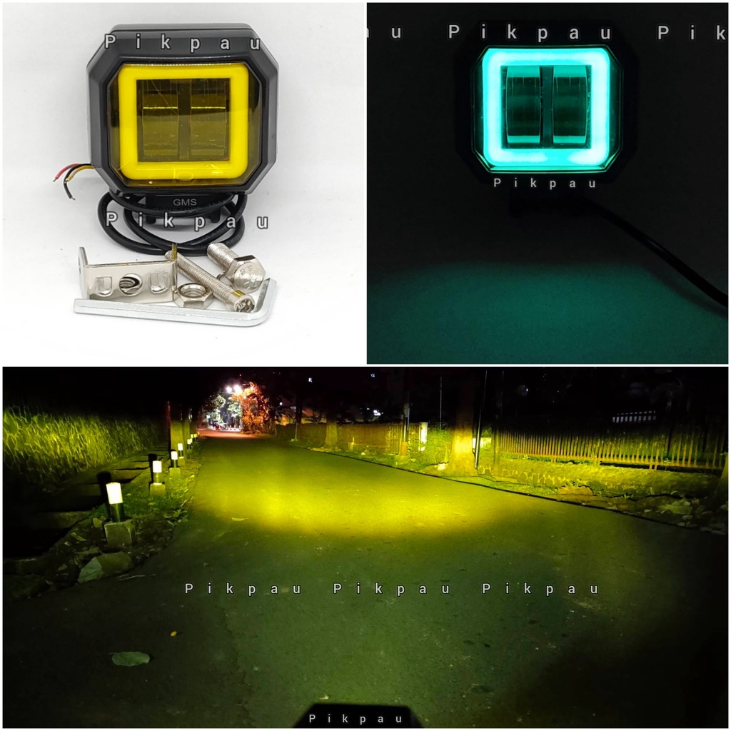 Lampu Tembak Sorot CWL LED 4D Kotak 2 Mata Lensa Sinar Kuning 20Watt Angel Warna Ice Blue