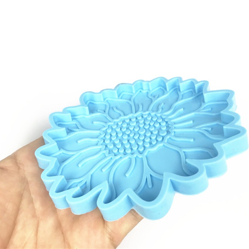 Glitter Handcraft Decoration Sunflower Coaster Epoxy Resin Mold Cup Mat Silicone Mould