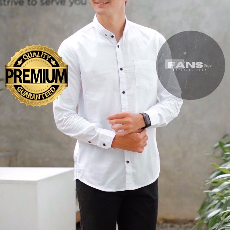 BAJU KEMEJA PRIA PUTIH POLOS SLIMFIT MODERN LENGAN PANJANG ORIGINAL PREMIUM KERJA KANTOR CASUAL FORMAL KUALITAS TERBAIK