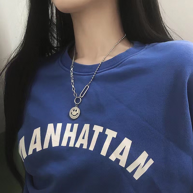 Retro hip hop bola bead rantai jahitan kalung wanita ins kepribadian Street special interest desain