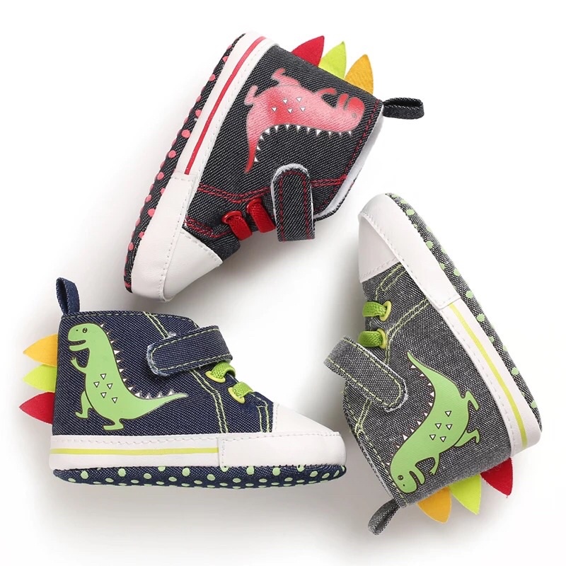 Sepatu Anak Bayi Laki laki Bahan Canvas Premium Import Quality Sepatu Bayi Prewalker Lucu Gambar Dino