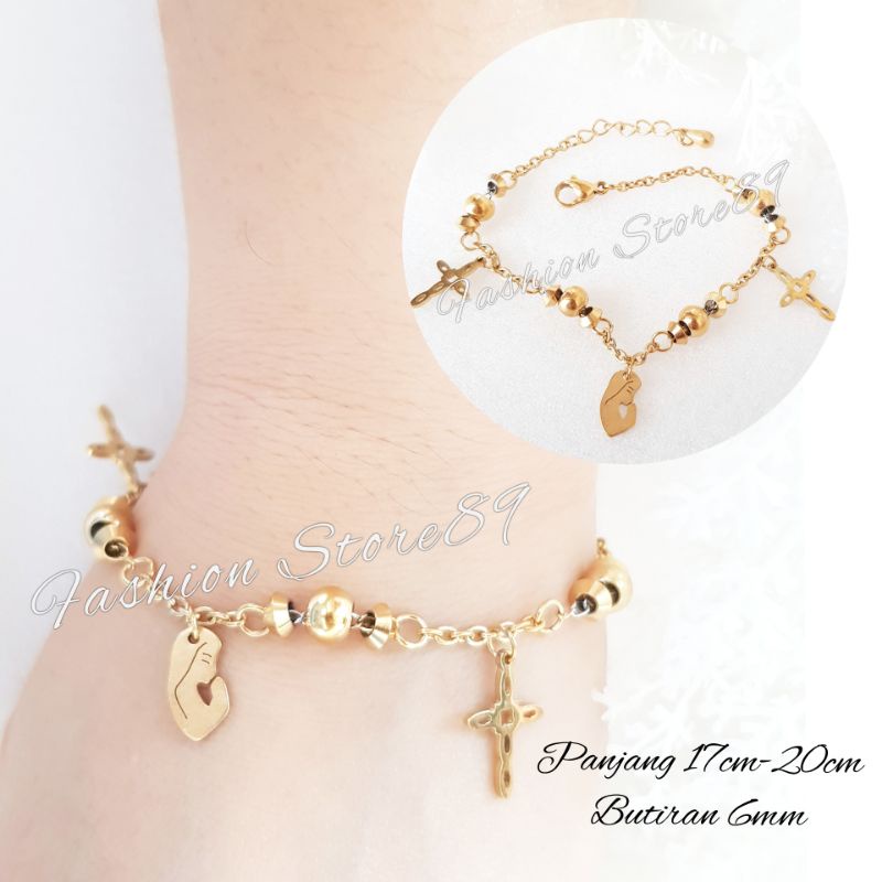 Gelang Rosario Bunda Maria Titanium Fashion Wanita Gelang Jurai  Premium Antikarat