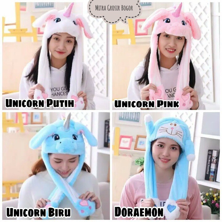 [ LED ] Rabbit Hat LED / Topi Telinga Bunny Bergerak Kupluk Kelinci Stitch Pony Unicorn lagu musik