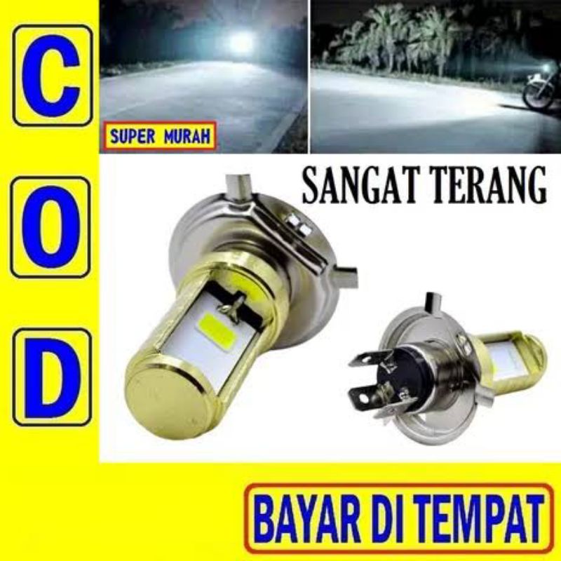 Lampu Led Utama H4 H6 Kaki 3 2 Sisi Nyala Putih Ac DC 12volt