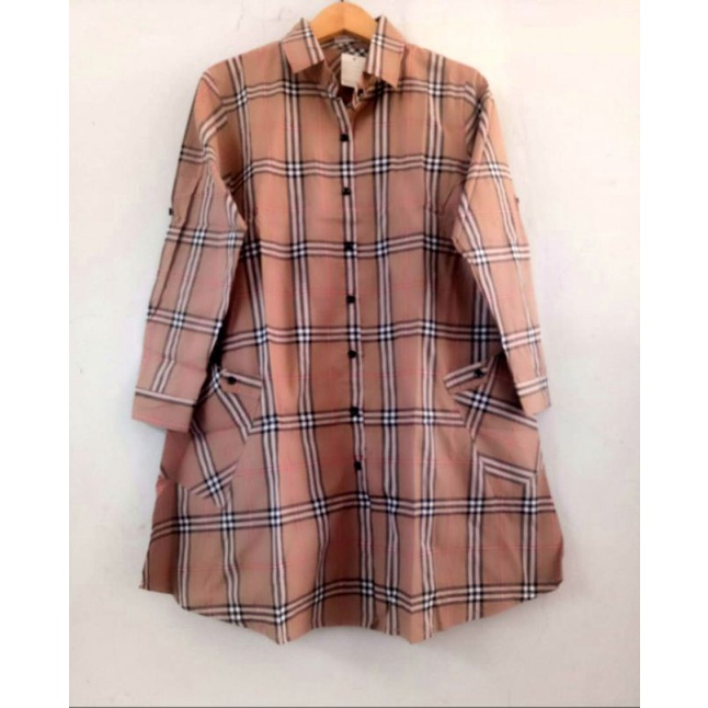 Kemeja Kotak | ATASAN TUNIK WANITA| Pakaian Wanita Lengan Panjang | Baju Kemeja Wanita