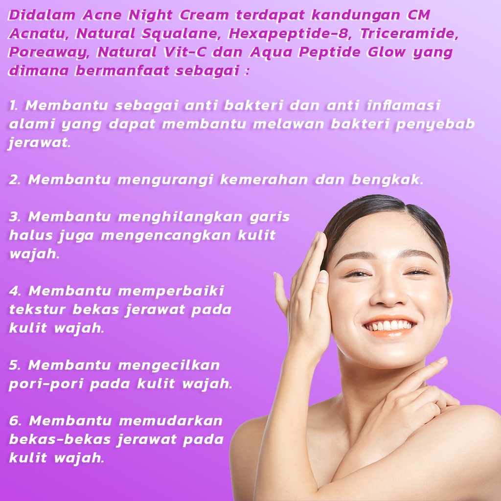 Scarlett Whitening Acne Cream Night / Acne cream malam