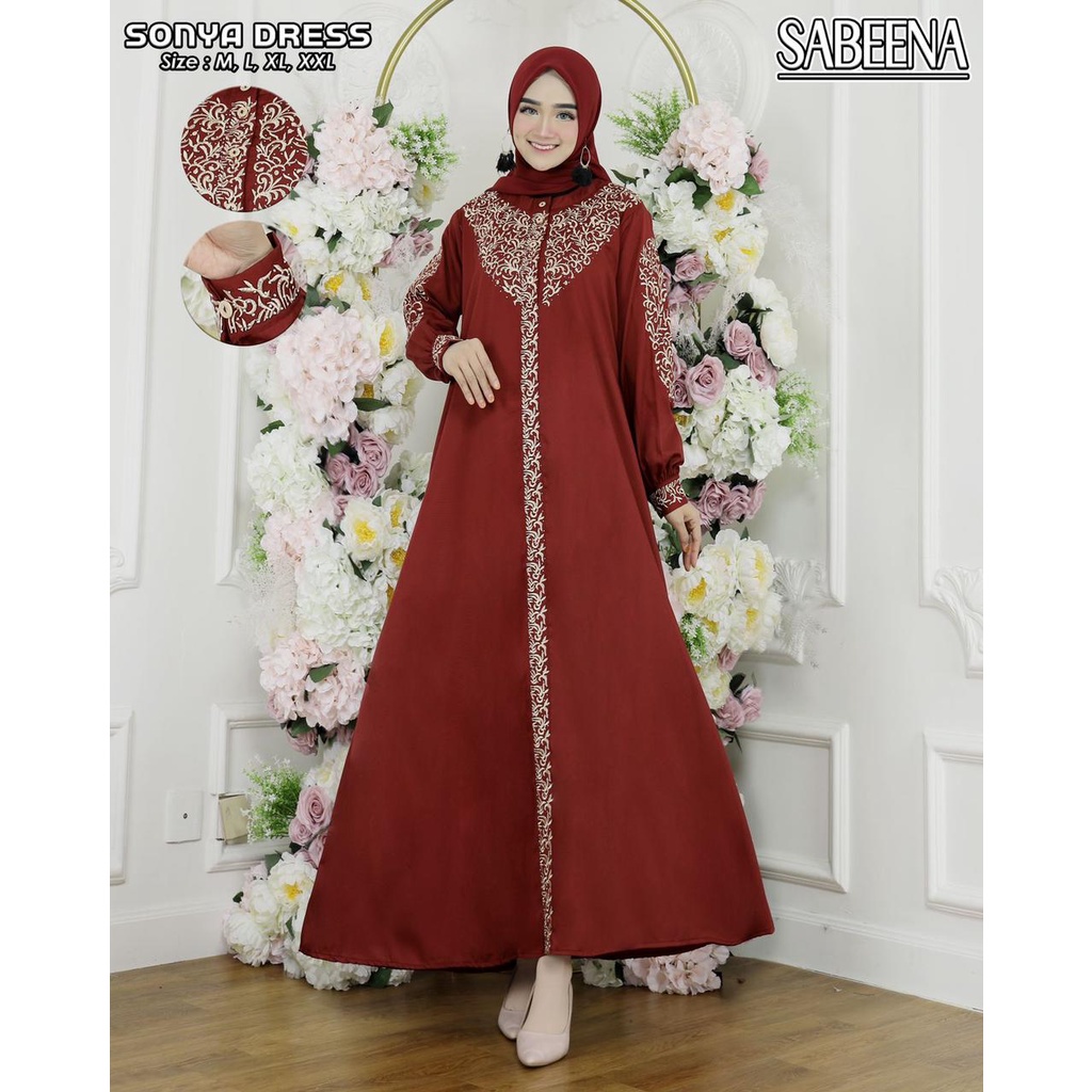 SABEENA - Gamis Premium Toyobo Bordir Mutiara // Dress Wanita Casual Premium