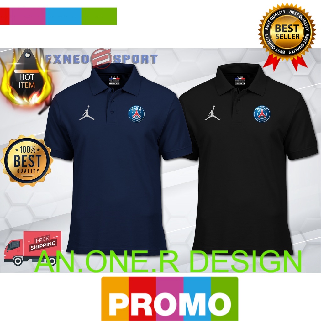 Polo Baju Polo Air Jordan Team PSG FC Casual Graphic Tee LOGO PRINT SABLON/ Baju Pria Wanita Dewasa 