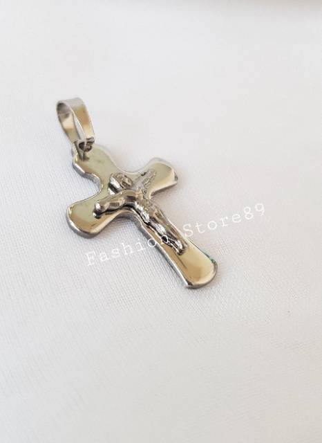 Kalung fashion import salib Jesus titanium white Antikarat ST03 bestquality import bestseller