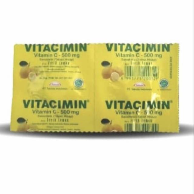 Vitacimin vitamin C 500mg (kemasan per strip isi 2 tablet hisap)