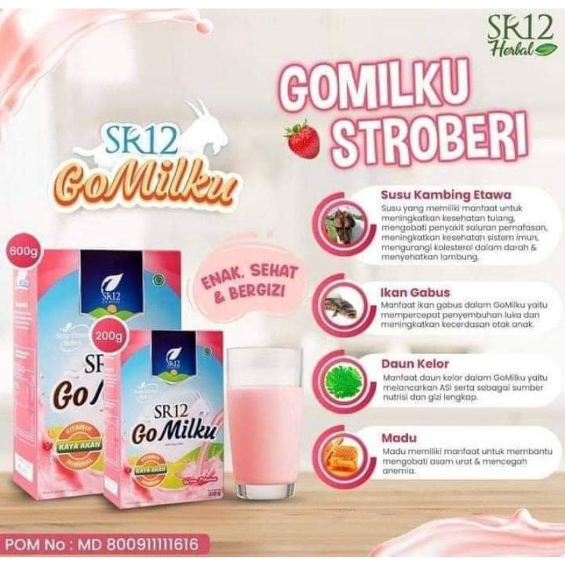 

susu gomilku stroberi sr12 / susu stroberi / susu anak anak / susu ibu hamil / susu ibu menyusui / susu kecantikan / susu kambing