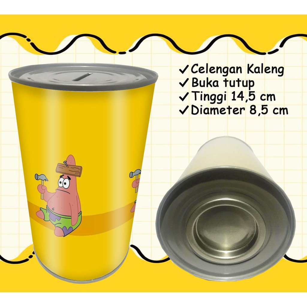 Celengan Kaleng Karakter Spongbob / Celengan Spongebob / Celengan Anak Kartun Spongebob MURAH UNIK-Spongebob - 06