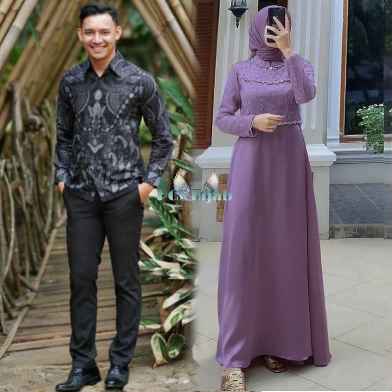 Sarimbitan Gamis Helen Tile Mutiara Couple Set Tunangan Atasan Kemeja Pria Sonia Dress Sonia Maxy Belle Maxy Tiara Maxy Dress Remaja Muslimah Couple Pasangan Cewe Cowo Sarimbitan Lebaran Couple Kondangan Outfit Terbaru