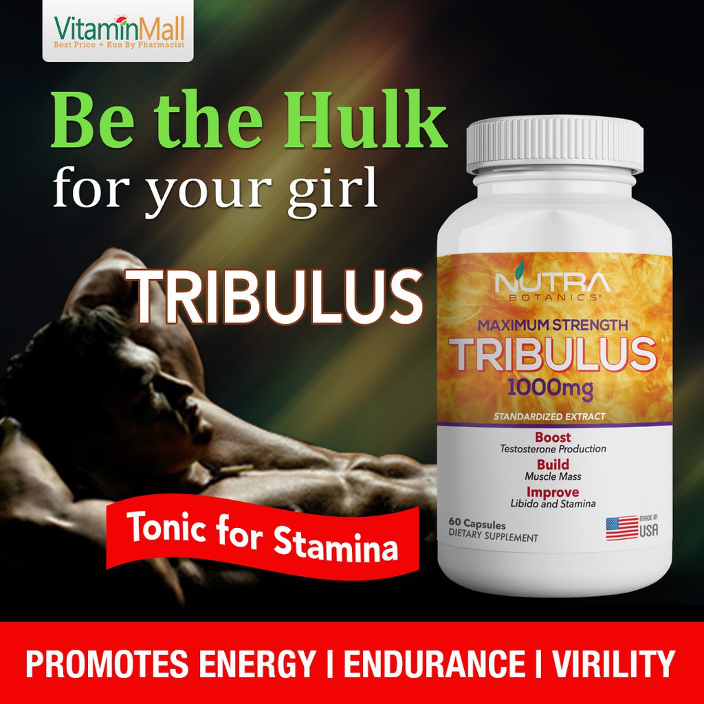 [Ship from Singapore] Nutra Botanics Tribulus Maximum Strength 1000mg (Isi 60 Kapsul) – Testosterone