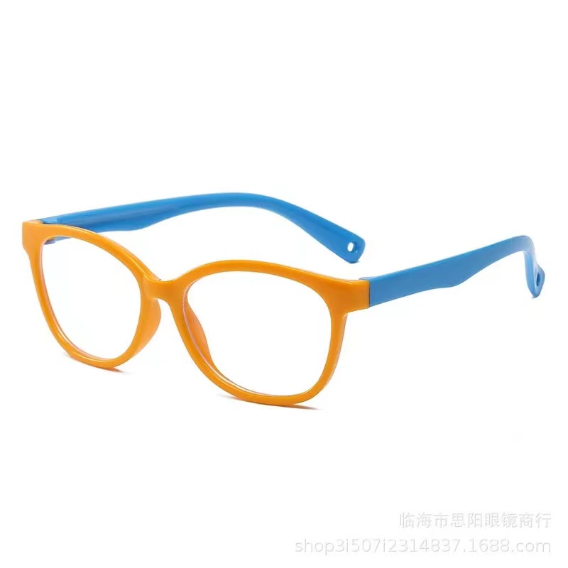 (Rowling)Kacamata Anak NewTrend Silikon/Fashion Anak Unisex Terbaru anti radiasi  Blue Light Bulat High Quality Import-Ka-132 Kuning/Biru