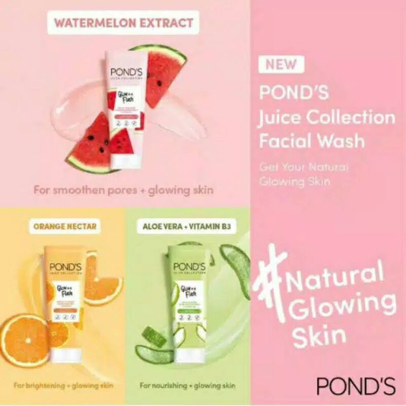 pond's Glow In A Flash Juice Collection Facial Wash 90Gr