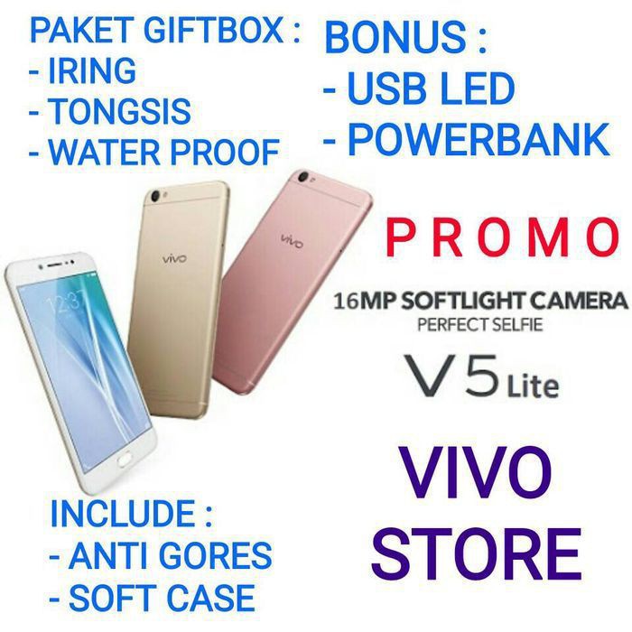 Harga Murah Hp  VIVO V5 LITE RAM 3/32 FREE GIFTBOX