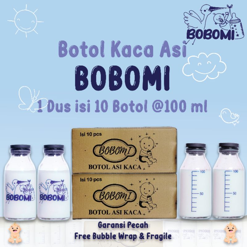 BOTOL ASI KACA BOBOMI 100ML 1 BOX ISI 10 PCS FREE BUBLE WRAp