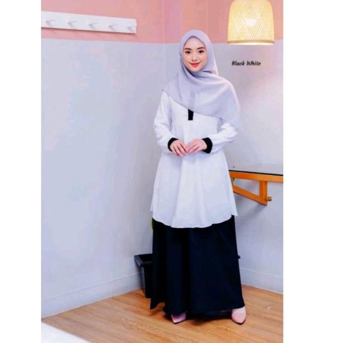 Paling Disukai.. SETELAN HITAM PUTIH {TUNIK + ROK}  BAJU SERAGAM KERJA PNS/ SETELAN DINAS PEMDAH/BAJ