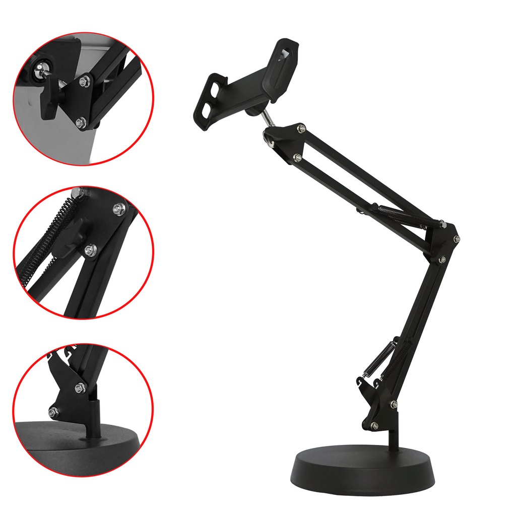 Stand Holder HP Tablet Meja dan Holder Ringlight Professional Podcast Youtube Streaming Broadcasting Multifungsi
