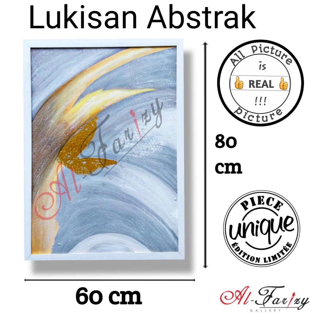 Lukisan Abstrak Tekstur Unik Minimalis Kanvas Ukuran 60x80 cm lengkap dengan frem